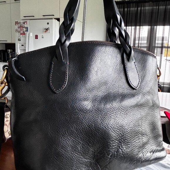Dooney & Bourke Black Leather Satchel - Picture 1 of 14